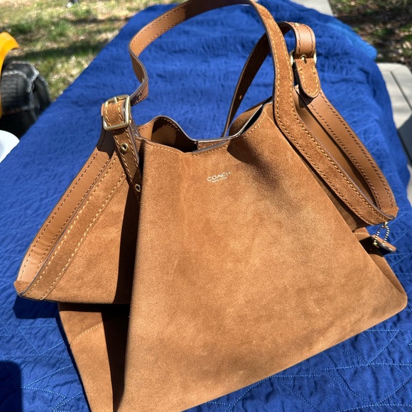 Gramercy Tote Bag in Warm Brown Suede - Picture 6 of 12